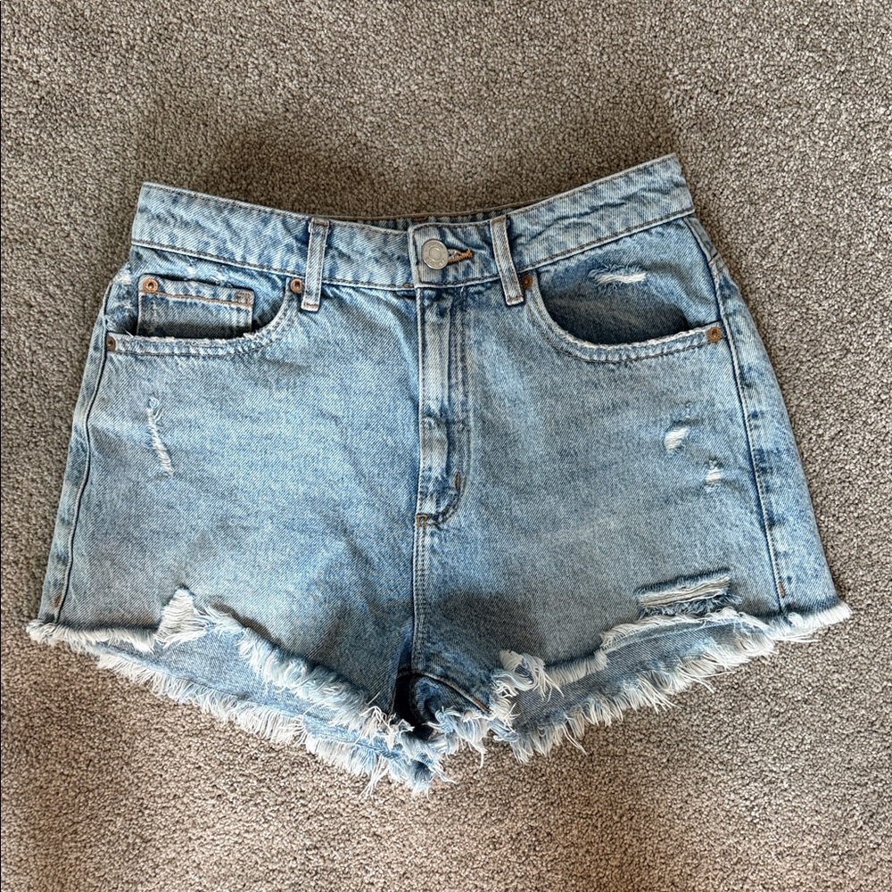 Garage Light Blue Distressed Jean Shorts